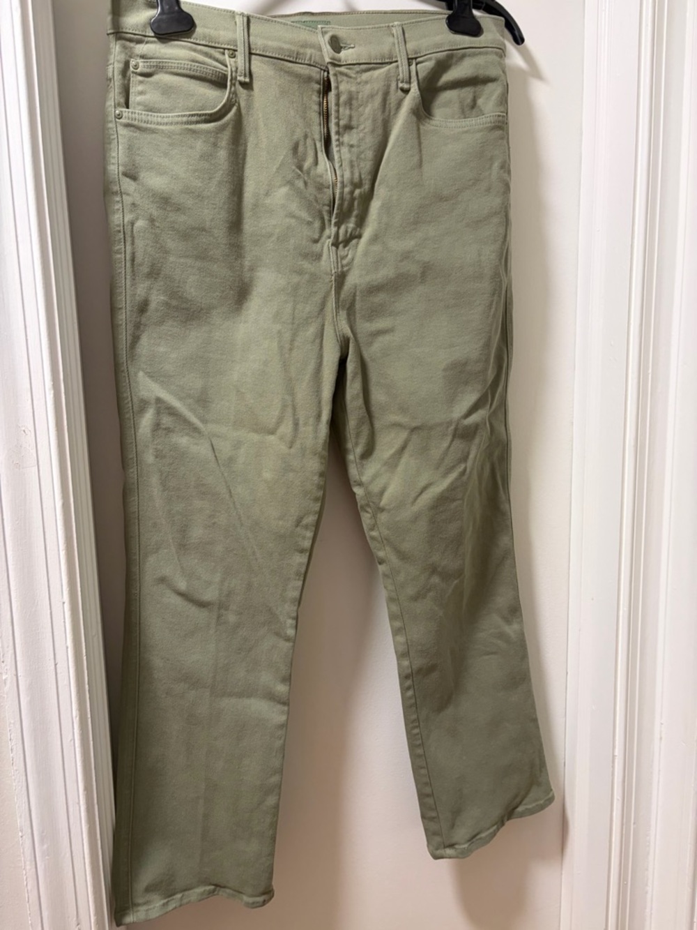 MOTHER Olive Green Straight-Leg Jeans